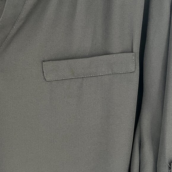 Agnes Orinda Black Roll Tab Sleeve Blouse 3X Sheer Chiffon Tunic Office Holiday - Picture 6 of 9